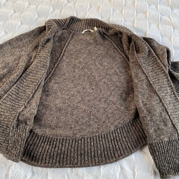 🔥Soft Surroundings Cotton Blend Brown Knitted Wrap Poncho Sweater Cardigan L-XL - Picture 6 of 13